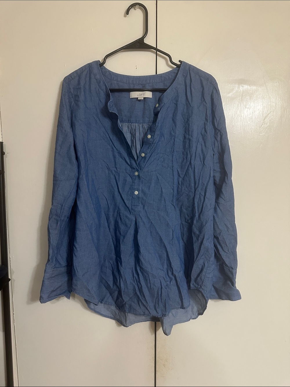 LOFT Blue Henley Peasant Tunic